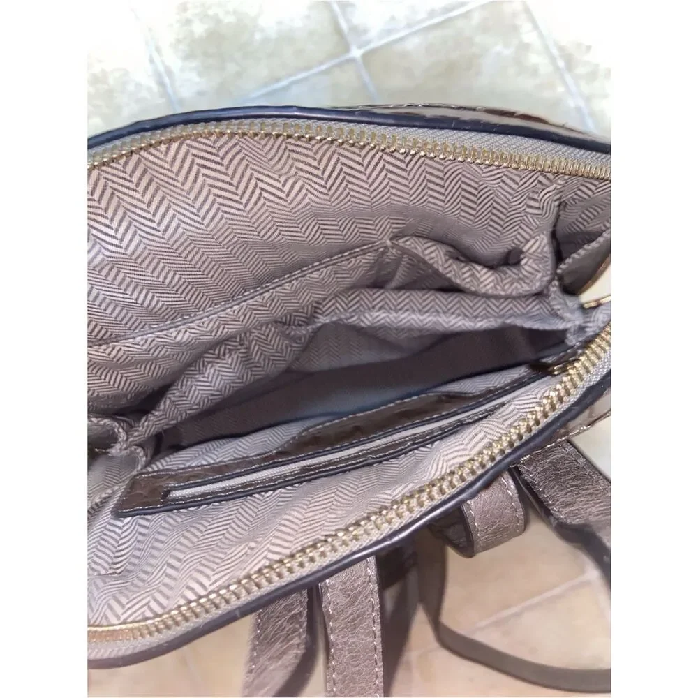 Women’s Faux Croc-Embossed Backpack - Metallic Brown Medium Size Male In China